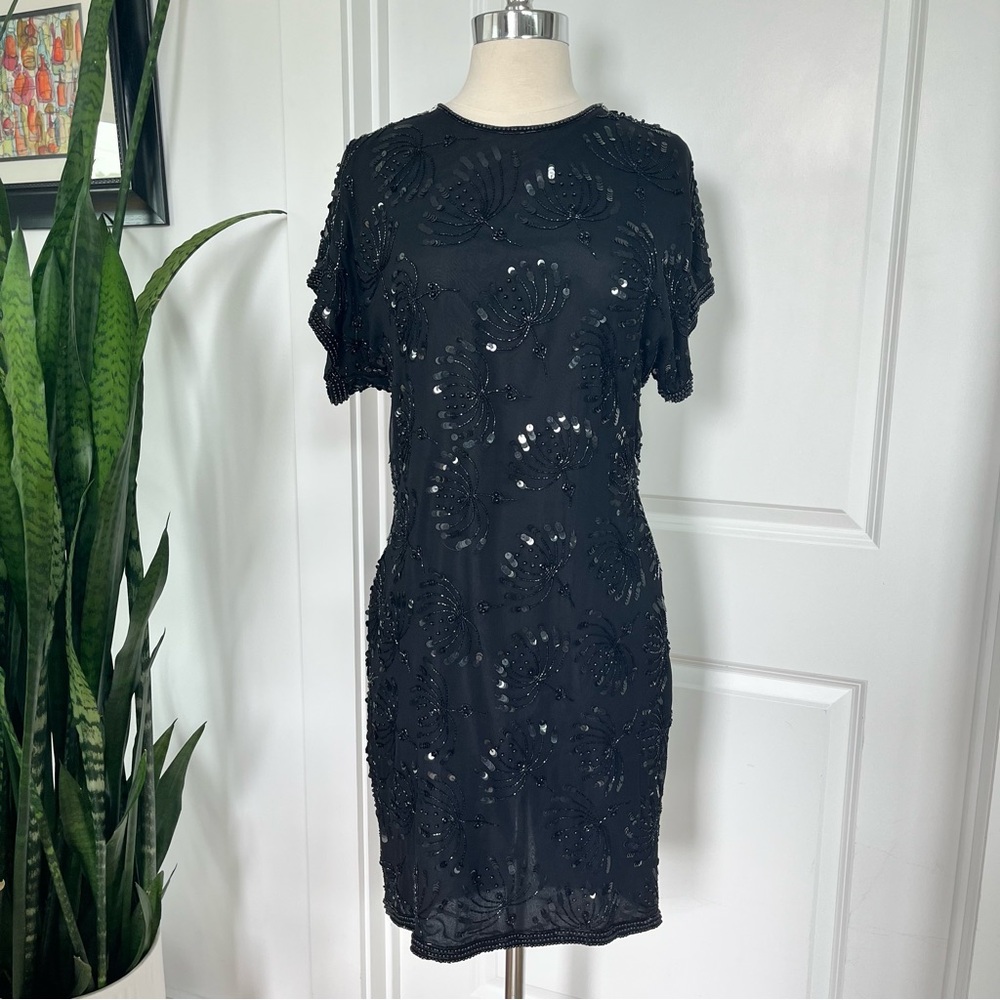 Vintage Stenay Silk Beaded Little Black Dress